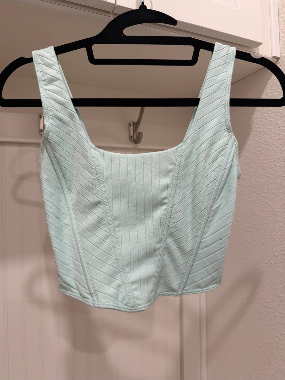 No Boundaries Mint Green Cropped Square-Neck Top